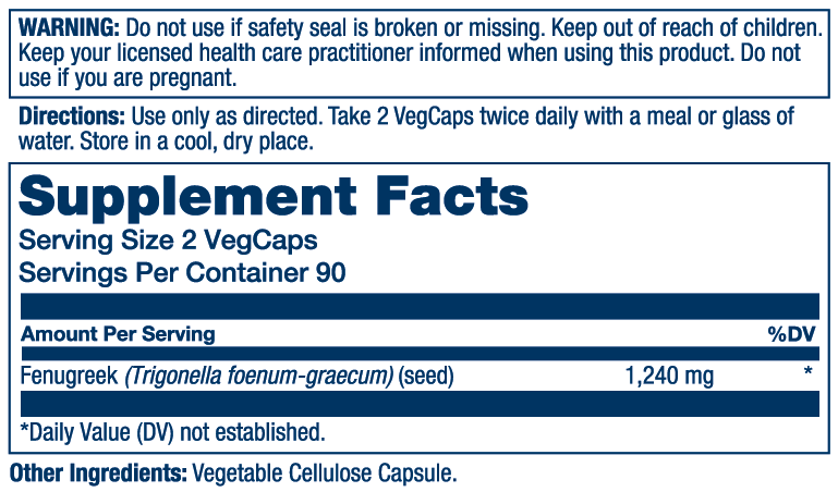 Solaray Fenugreek Seed 1240mg