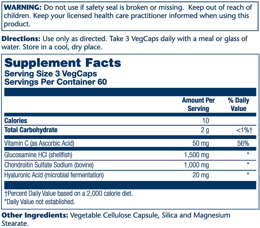 Solaray Glucosamine & Chondroitin w/ Hyaluronic Acid