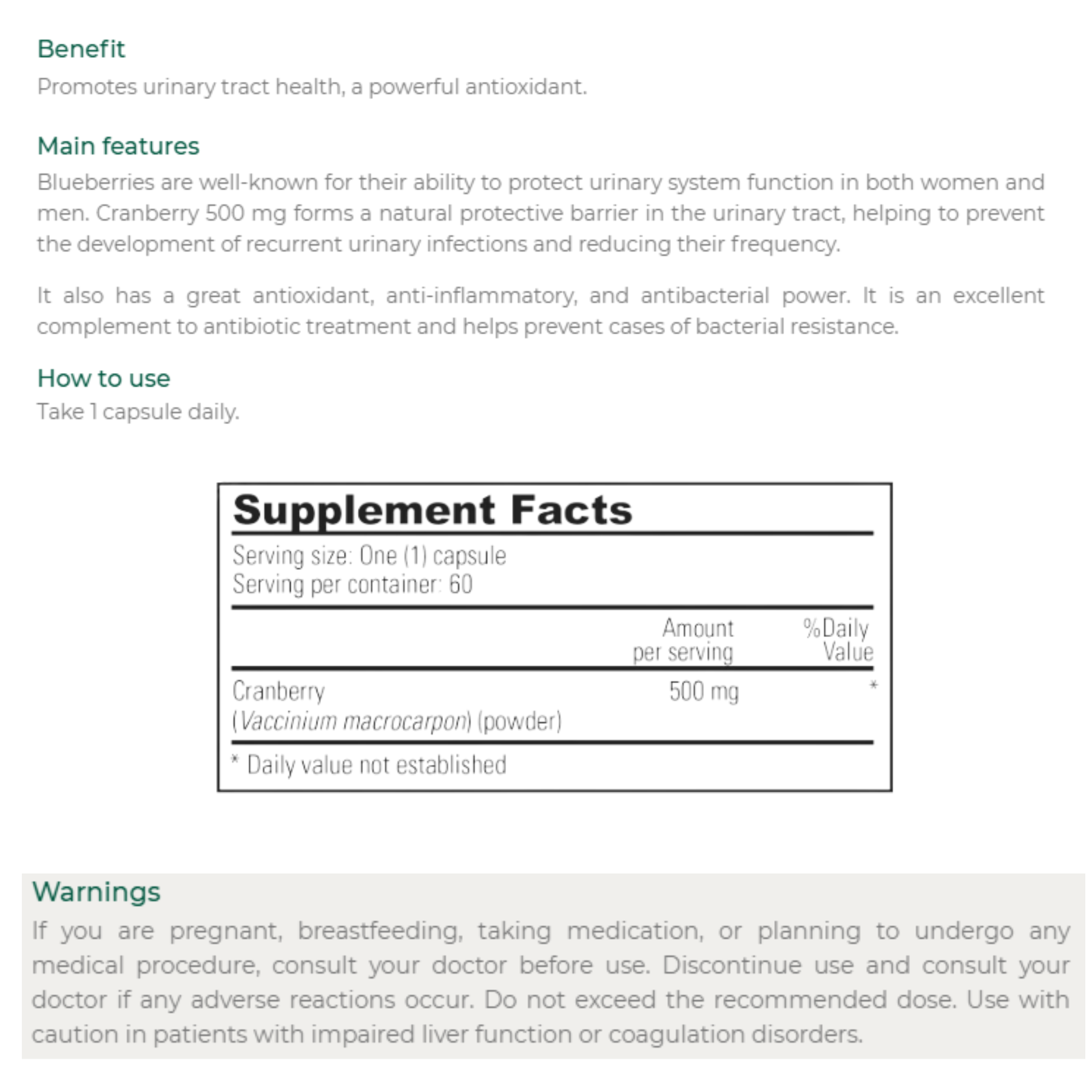 Sunvit Cranberry 500 mg 60 caps