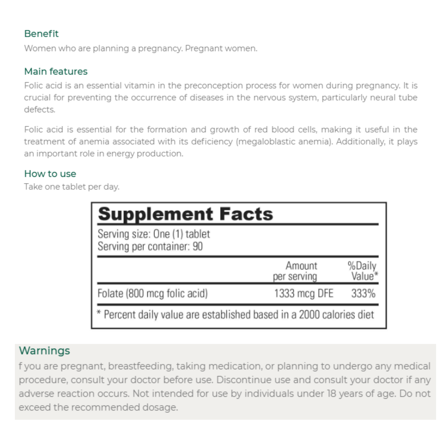 Sunvit Folic Acid 800 mcg