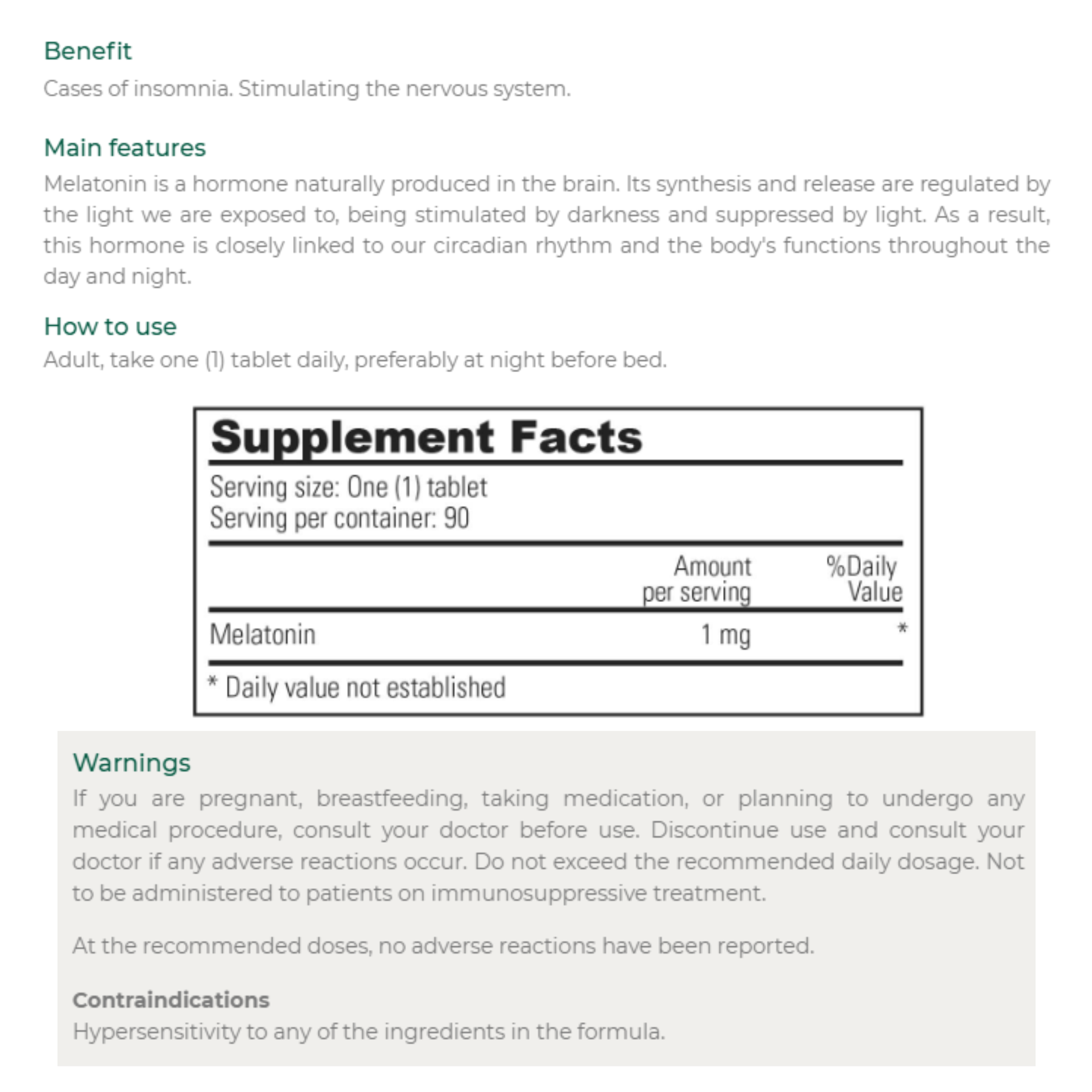 Sunvit Melatonin 1 mg 60 tablets