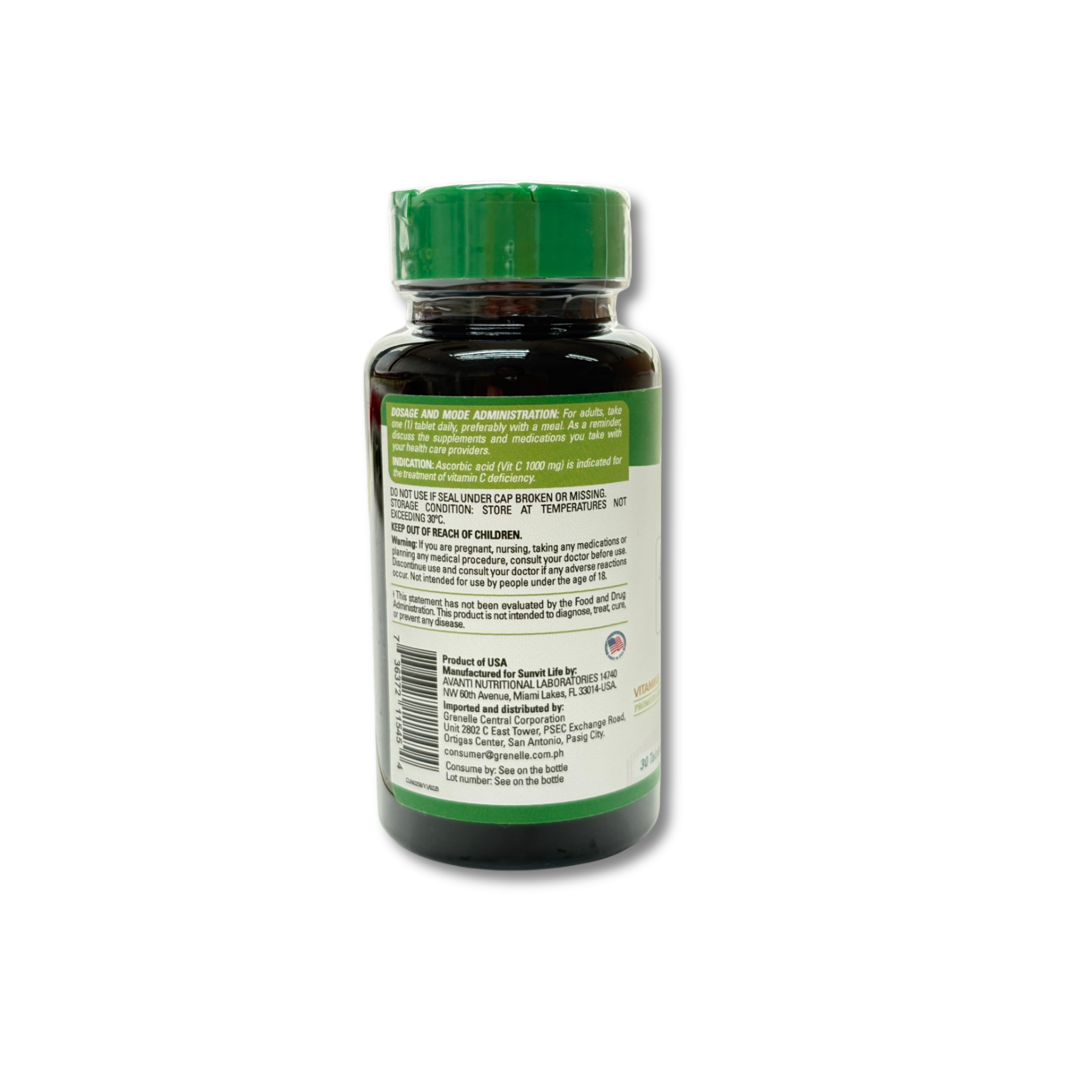 Sunvit Ascorbic Acid 1000 mg 30 tablets