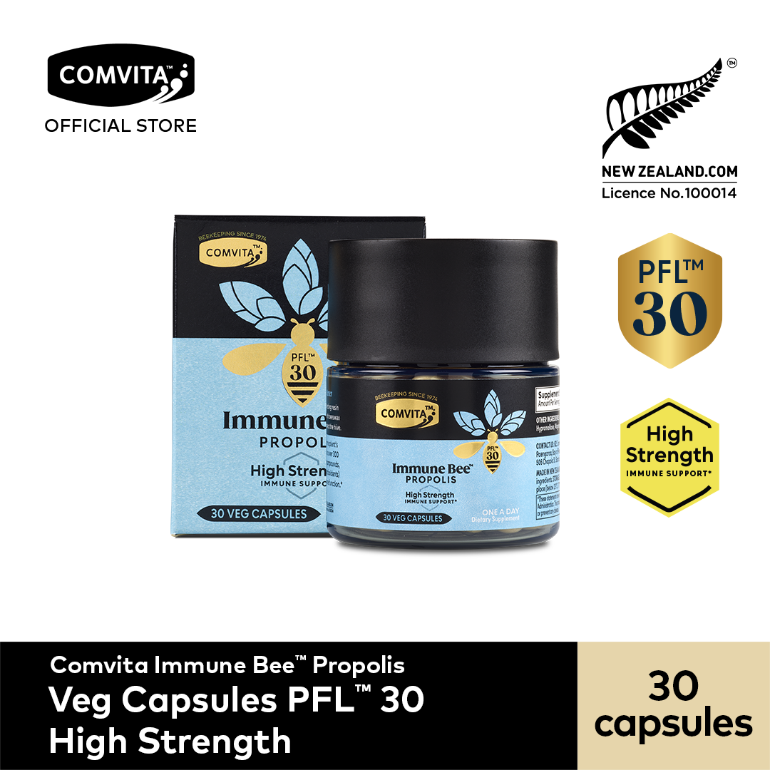 Comvita Immune Bee™ Propolis High Strength 1-A-Day PFL30, 30 Veg Capsules