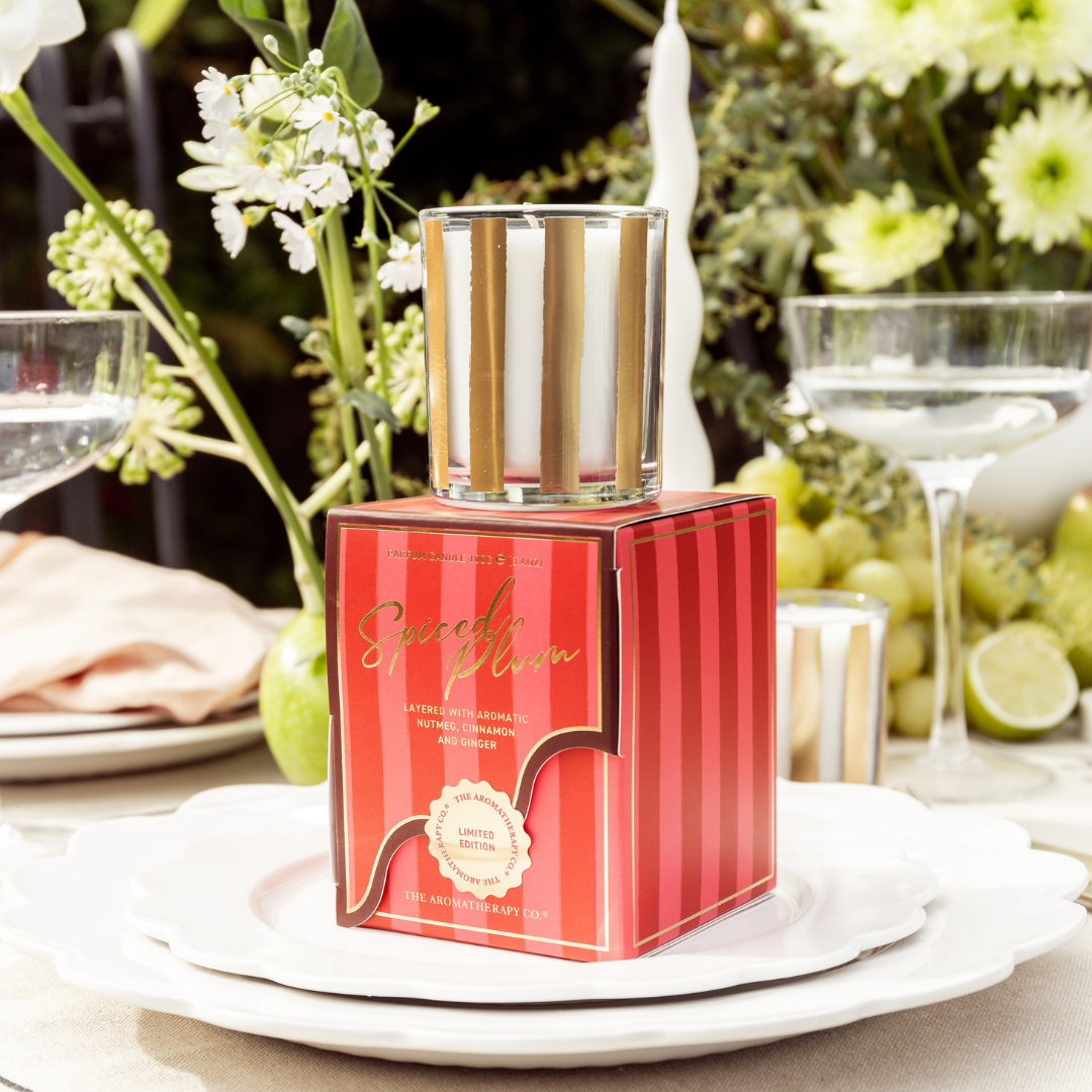 The Aromatherapy Festive Votive 100g Candle - Spiced Plum (Limited Edition)